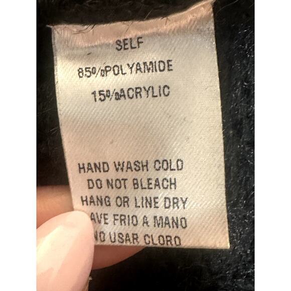 Easel Black Multi Oversized Striped Loose Knit Boxy Boho Sweater Women's M/L - Picture 5 of 5